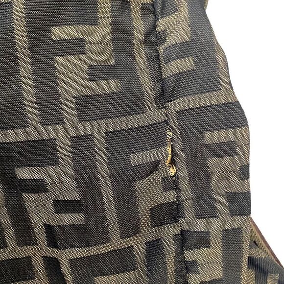 Authentic FENDI  “Zucca Canvas Tote Bag”. Unlined with leather bottom & straps - Picture 5 of 16